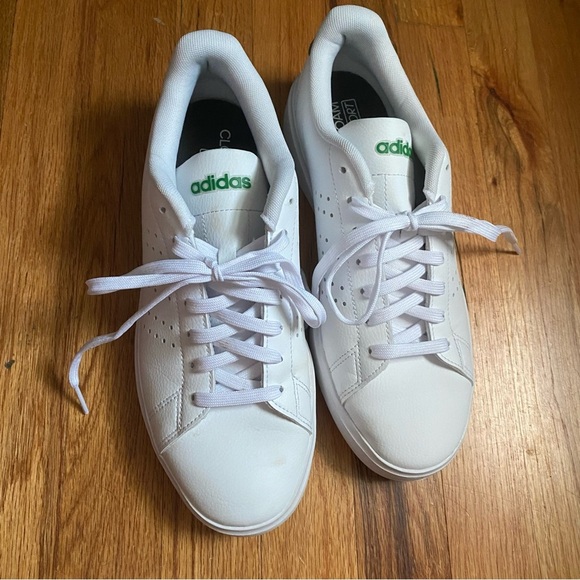 White Green Adidas Advantage 2.0 Classic Sneaker 9 Cloudfoam Comfort Preppy - Picture 8 of 13